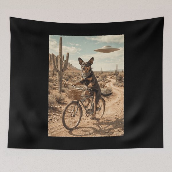 Item preview, Lancashire Heeler Riding Bike Wild West Western UFO Dog Lover designed and sold by dian-rody-crest.