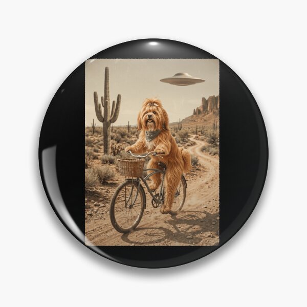 Item preview, Lhasa Apso Riding Bike Wild West Western UFO Dog Lover designed and sold by dian-rody-crest.