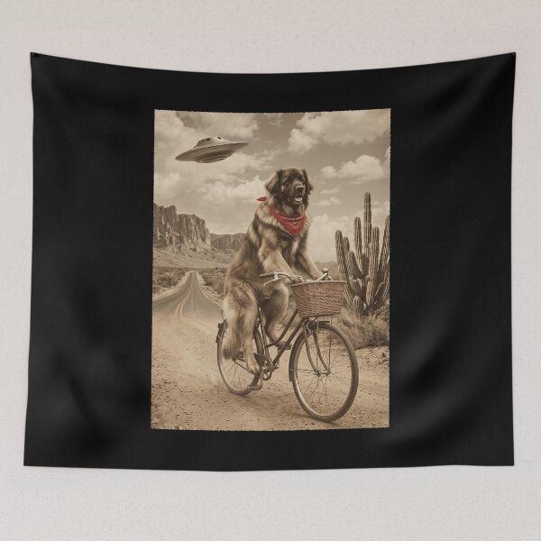 Item preview, Leonberger Riding Bike Wild West Western UFO Dog Lover designed and sold by dian-rody-crest.