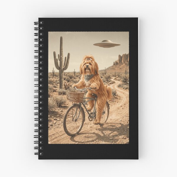 Item preview, Lhasa Apso Riding Bike Wild West Western UFO Dog Lover designed and sold by dian-rody-crest.