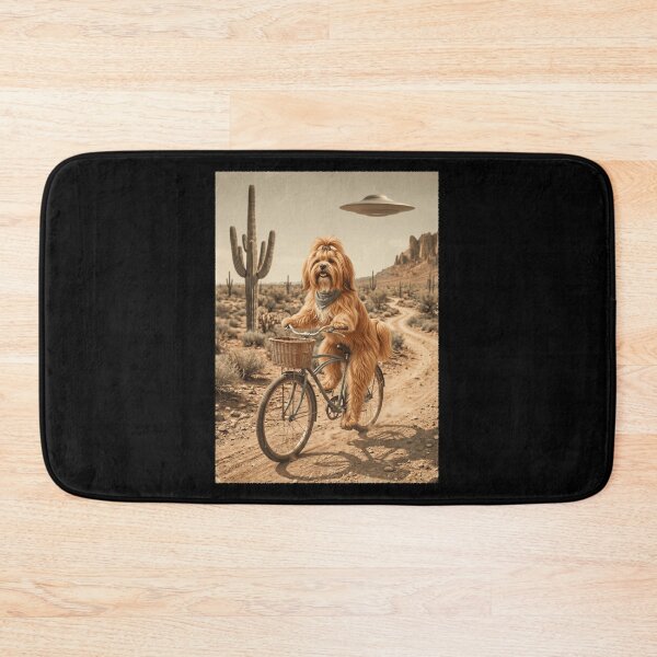 Item preview, Lhasa Apso Riding Bike Wild West Western UFO Dog Lover designed and sold by dian-rody-crest.