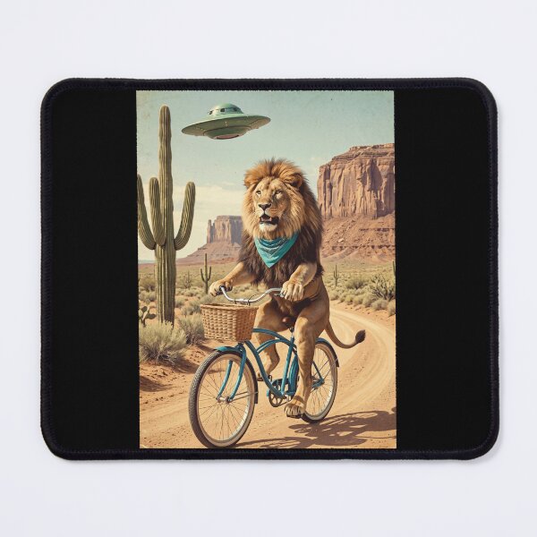 Item preview, Lion Riding Bike Wild West Western UFO Animal Lover designed and sold by dian-rody-crest.