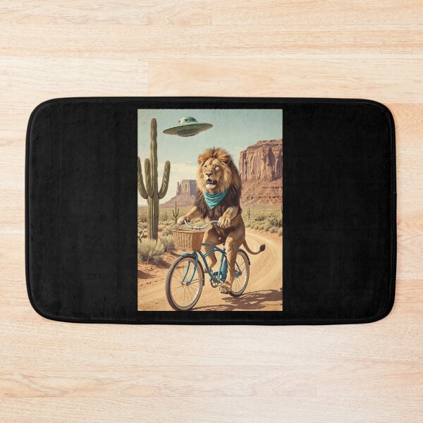 Item preview, Lion Riding Bike Wild West Western UFO Animal Lover designed and sold by dian-rody-crest.