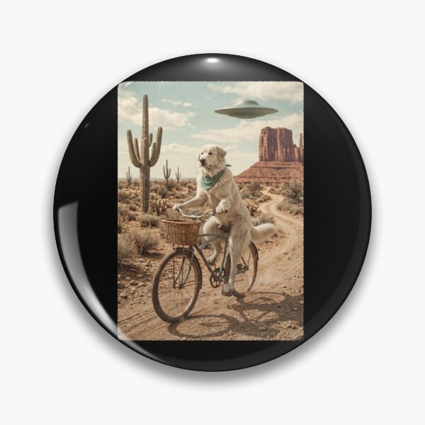 Item preview, Maremma Sheepdog Riding Bike Wild West Western UFO Dog Lover designed and sold by dian-rody-crest.