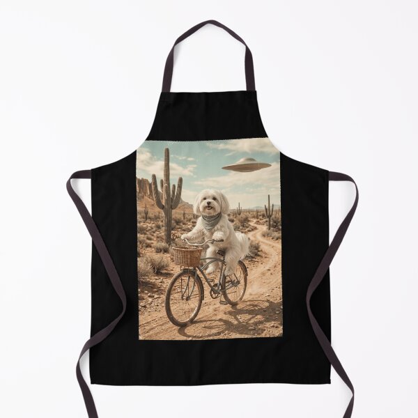 Item preview, Maltese Riding Bike Wild West Western UFO Dog Lover designed and sold by dian-rody-crest.