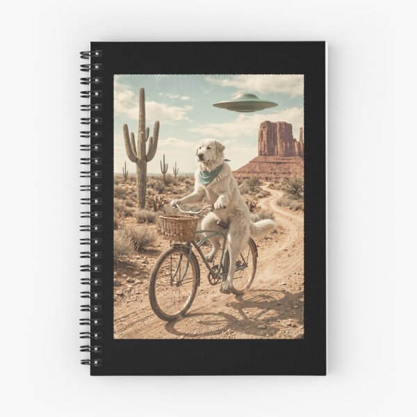 Item preview, Maremma Sheepdog Riding Bike Wild West Western UFO Dog Lover designed and sold by dian-rody-crest.