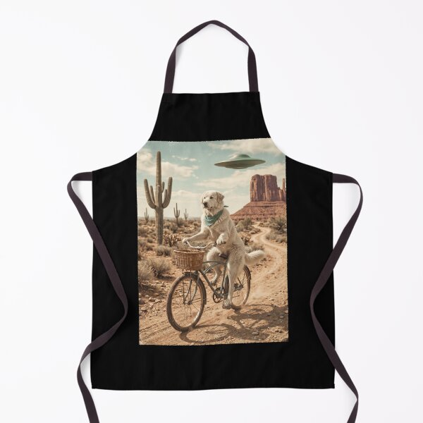 Item preview, Maremma Sheepdog Riding Bike Wild West Western UFO Dog Lover designed and sold by dian-rody-crest.