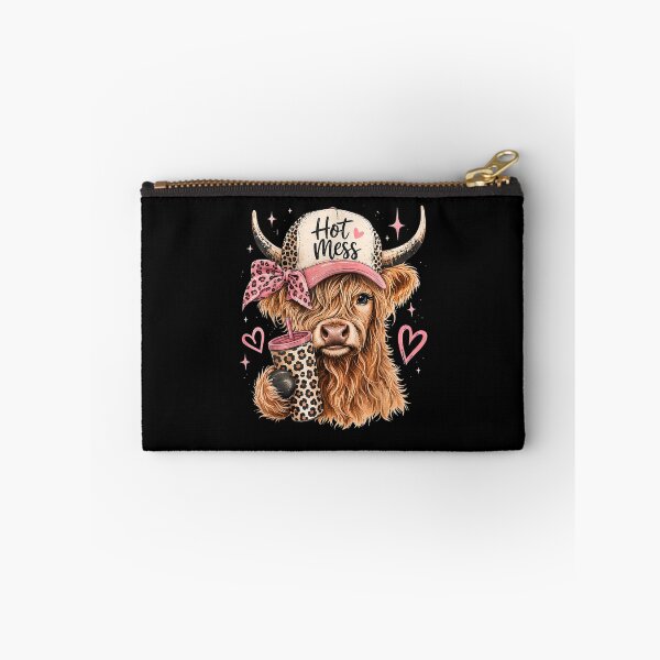 Item preview, Hot Mess Highland Cow Pink Bow Leopard Tumbler Graphic designed and sold by Glow-Paw-Studio.