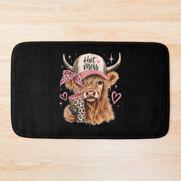Item preview, Hot Mess Highland Cow Pink Bow Leopard Tumbler Graphic designed and sold by Glow-Paw-Studio.