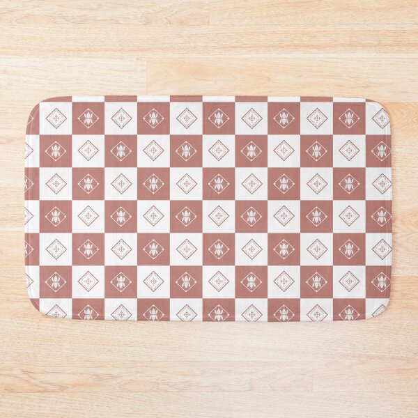 Item preview, Terracotta Lotus Checkerboard Pattern | Vintage Boho Floral Geometric Design designed and sold by Little Dora Art.