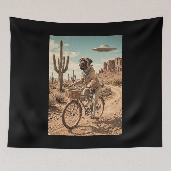 Item preview, Mastiff Riding Bike Wild West Western UFO Dog Lover designed and sold by dian-rody-crest.