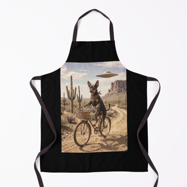 Item preview, Miniature Pinscher Riding Bike Wild West Western UFO Dog Lover designed and sold by dian-rody-crest.