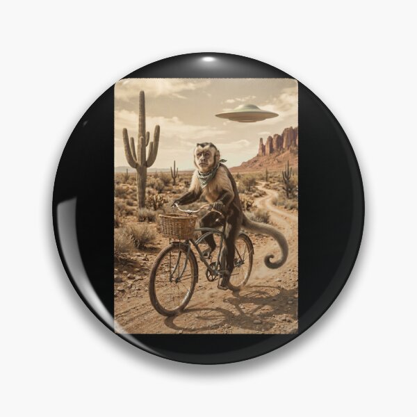 Item preview, Monkey Riding Bike Wild West Western UFO Animal Lover designed and sold by dian-rody-crest.