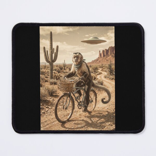 Item preview, Monkey Riding Bike Wild West Western UFO Animal Lover designed and sold by dian-rody-crest.