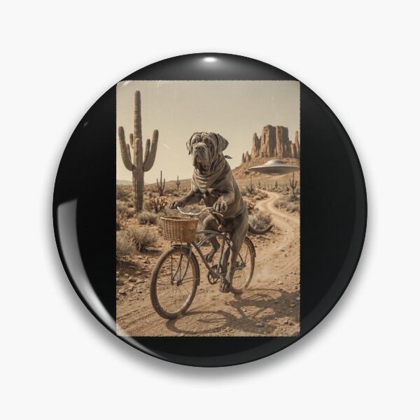 Item preview, Neapolitan Mastiff Riding Bike Wild West Western UFO Dog Lover designed and sold by dian-rody-crest.
