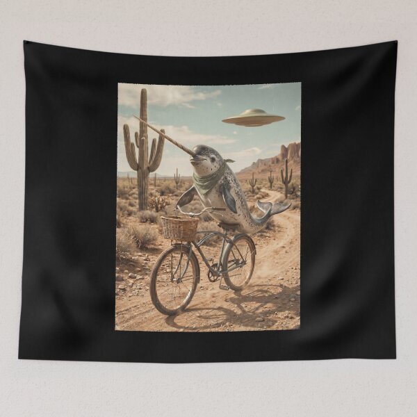 Item preview, Narwhal Riding Bike Wild West Western UFO Animal Lover designed and sold by dian-rody-crest.