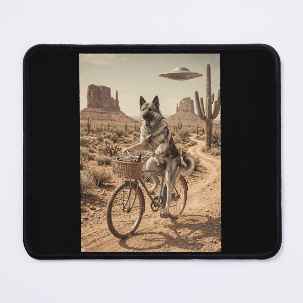 Item preview, Norwegian Elkhound Riding Bike Wild West Western UFO Dog Lover designed and sold by dian-rody-crest.