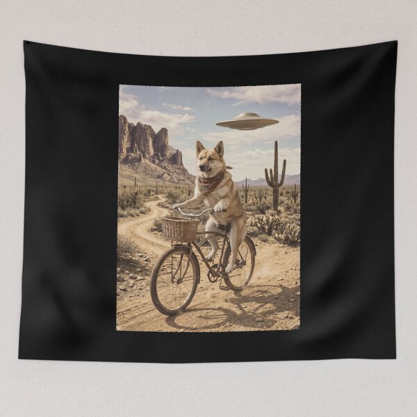 Item preview, Norwegian Buhund Riding Bike Wild West Western UFO Dog Lover designed and sold by dian-rody-crest.