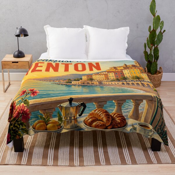 Item preview, Menton, France: scenic-Style Painterly Travel Poster designed and sold by LSVart.
