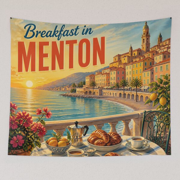 Item preview, Menton, France: scenic-Style Painterly Travel Poster designed and sold by LSVart.