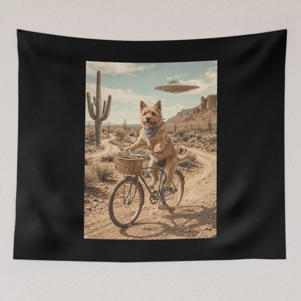 Item preview, Norwich Terrier Riding Bike Wild West Western UFO Dog Lover designed and sold by dian-rody-crest.