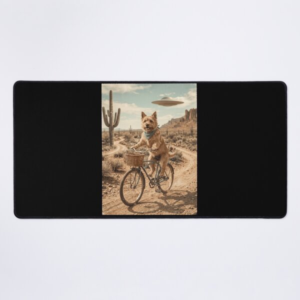 Item preview, Norwich Terrier Riding Bike Wild West Western UFO Dog Lover designed and sold by dian-rody-crest.