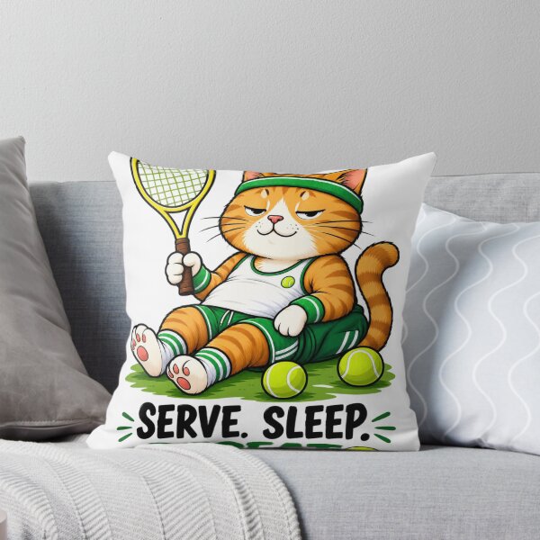 Item preview, Serve Sleep Repeat Funny Tennis Cat T-Shirt – Orange Cat Tennis Player | Tennis Lover Gift | Funny Sports Cat Graphic Tee designed and sold by TeehMeow.