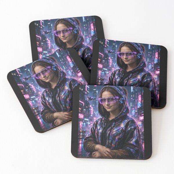 Item preview, Cyberpunk Mona Lisa Futuristic Holographic Art designed and sold by Surviving Monday Club.