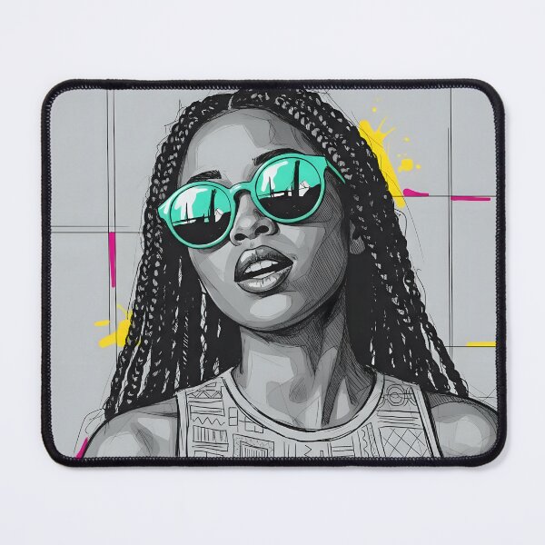 Item preview, Melanin Beauty in Teal Sunglasses designed and sold by ArtFrameStudio.