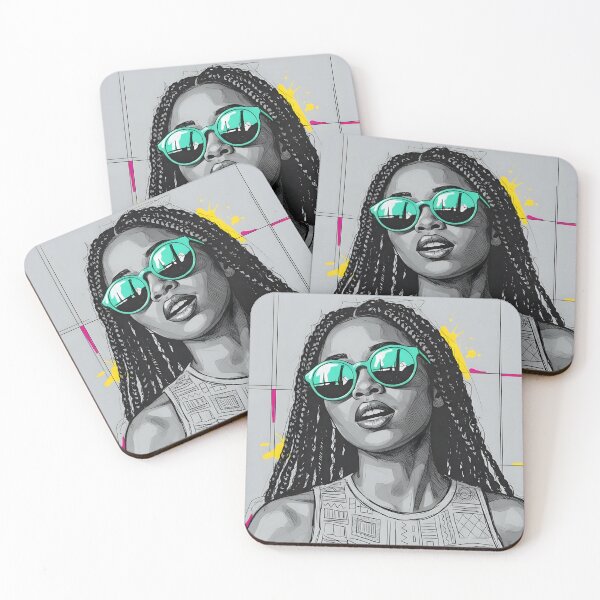 Item preview, Melanin Beauty in Teal Sunglasses designed and sold by ArtFrameStudio.