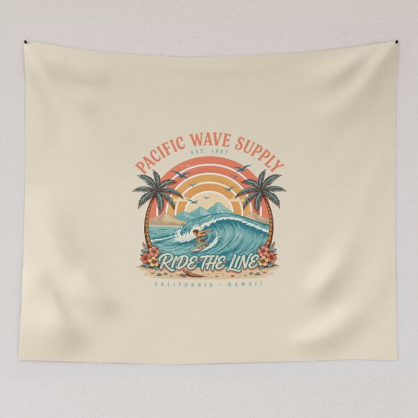 Item preview, Vintage Surf Paradise – Pacific Wave Supply | Retro Ocean & Surfer Design designed and sold by CHROMA NOIR.