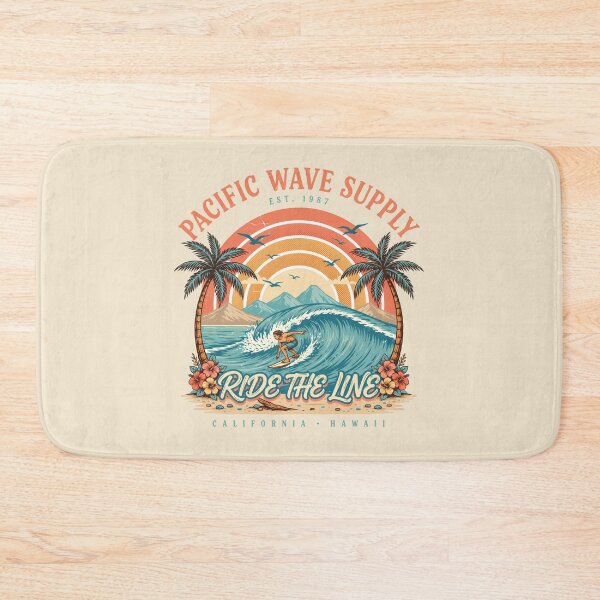 Item preview, Vintage Surf Paradise – Pacific Wave Supply | Retro Ocean & Surfer Design designed and sold by CHROMA NOIR.