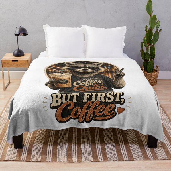Item preview, But First Coffee Raccoon designed and sold by oblexwear.