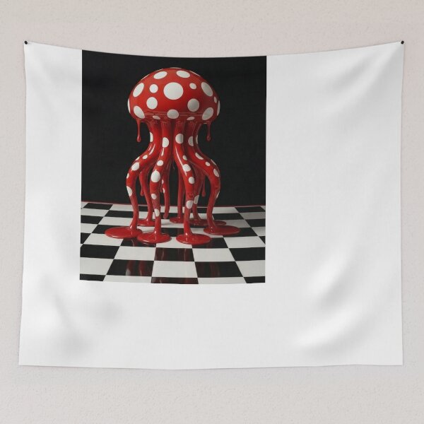 Item preview, Melting Red Polka Dot Jellyfish Pop Art designed and sold by YourColorsWall.