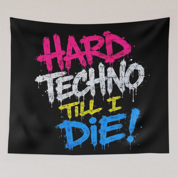 Item preview, Hard Techno Till I Die – Neon Graffiti Rave Design designed and sold by RH Design Lab.