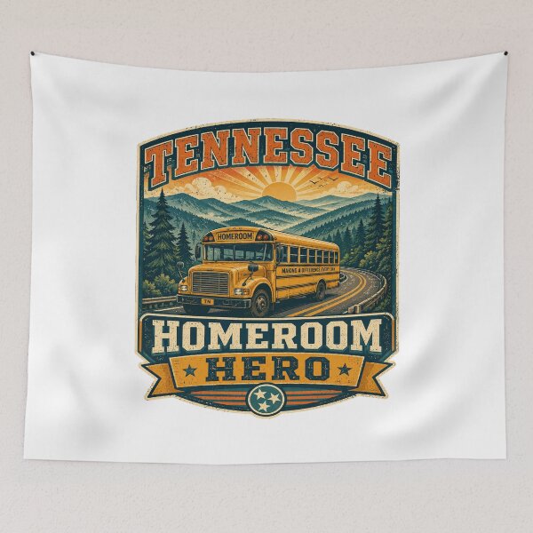 Artikelvorschau, Tennessee Homeroom Hero Retro Vintage Schulbus Smoky Mountains entworfen und verkauft von Globalcitytees.