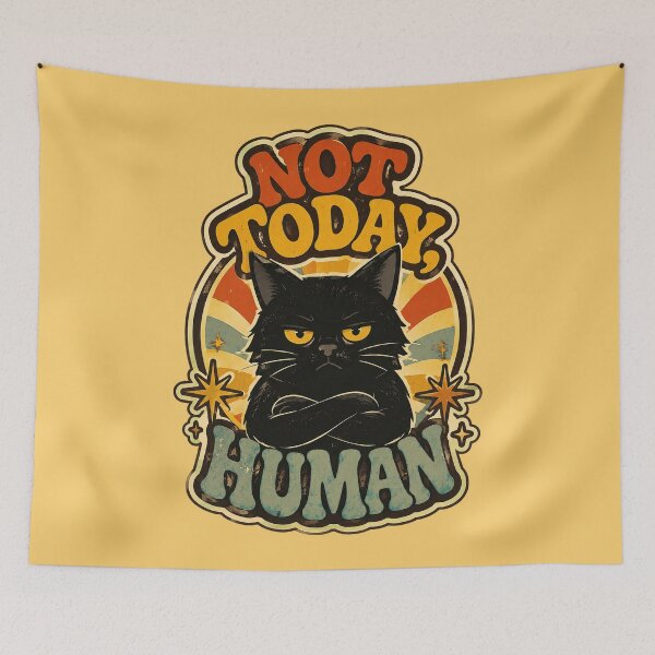 Item preview, Not Today, Human — Funny Grumpy Black Cat Design designed and sold by Miauau Studio.
