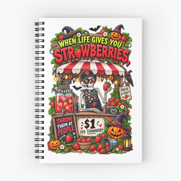 Item preview, When Life Gives You Strawberries Funny Halloween Shirt – Skeleton Strawberry Stand Goth Humor Design designed and sold by Ayden World.