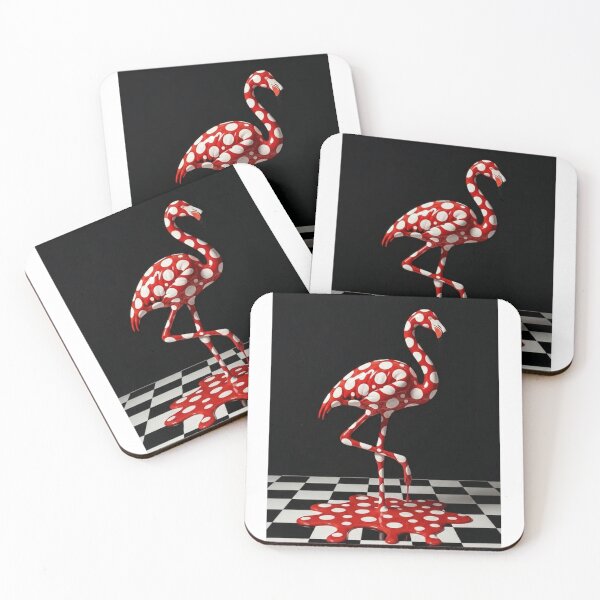 Item preview, Melting Red Polka Dot Flamingo Pop Art designed and sold by YourColorsWall.