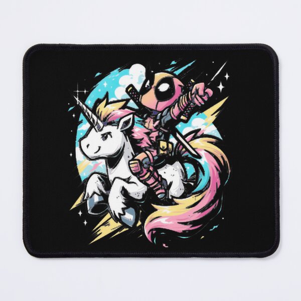 Item preview, Deadpool Riding Colorful Unicorn Fan Art designed and sold by VenettaDesena.