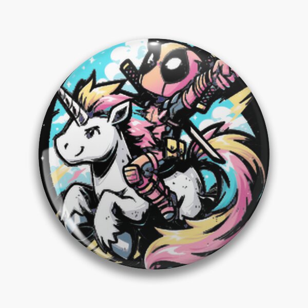 Item preview, Deadpool Riding Colorful Unicorn Fan Art designed and sold by VenettaDesena.