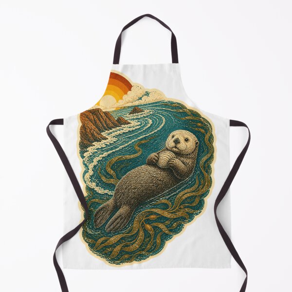 Item preview, Sea Otter in the Kelp Cove Wild Animal Nature Illustration designed and sold by VisualArtsOasis.