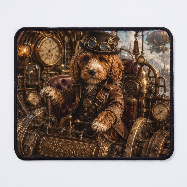 Item preview, Steampunk Cockapoo Time Explorer In Jules Verne Machine designed and sold by Paul Thompson Photography.