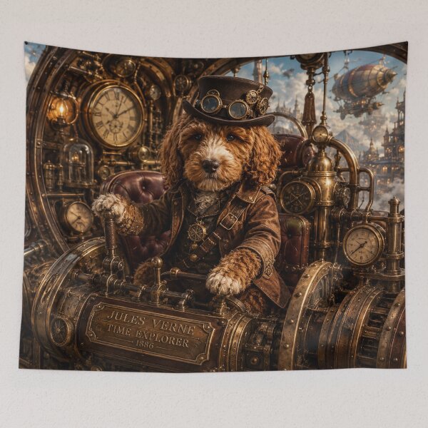 Item preview, Steampunk Cockapoo Time Explorer In Jules Verne Machine designed and sold by Paul Thompson Photography.
