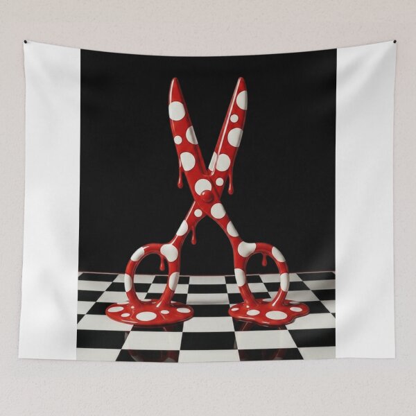 Item preview, Back to School Melting Polka Dot Scissors Art designed and sold by YourColorsWall.