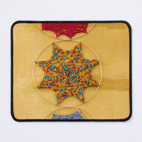 Item preview, Colorful Crochet Wall Hangings On Yellow Rustic Wall — Bohemian Handmade Textile Decor designed and sold by Nmallia.