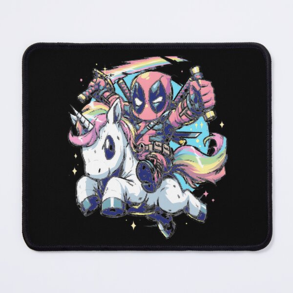 Item preview, Deadpool Riding Rainbow Unicorn Chibi designed and sold by VenettaDesena.