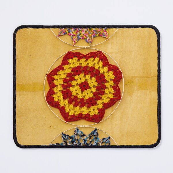 Item preview, Colorful Crochet Wall Hangings On Yellow Rustic Wall — Bohemian Handmade Textile Decor designed and sold by Nmallia.