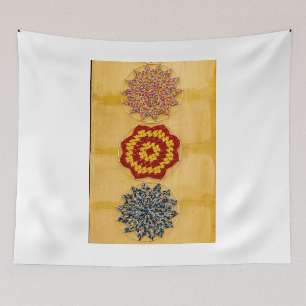 Item preview, Colorful Crochet Wall Hangings On Yellow Rustic Wall — Bohemian Handmade Textile Decor designed and sold by Nmallia.