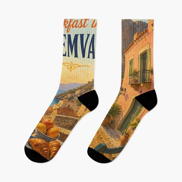 Item preview, Monemvasia, Greece: scenic-Style Painterly Travel Poster designed and sold by LSVart.